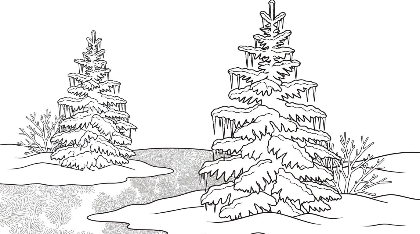 Snowy pine forest