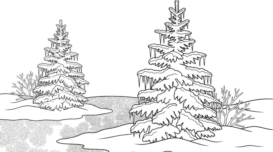 Snowy pine forest
