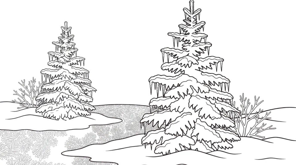 Snowy pine forest
