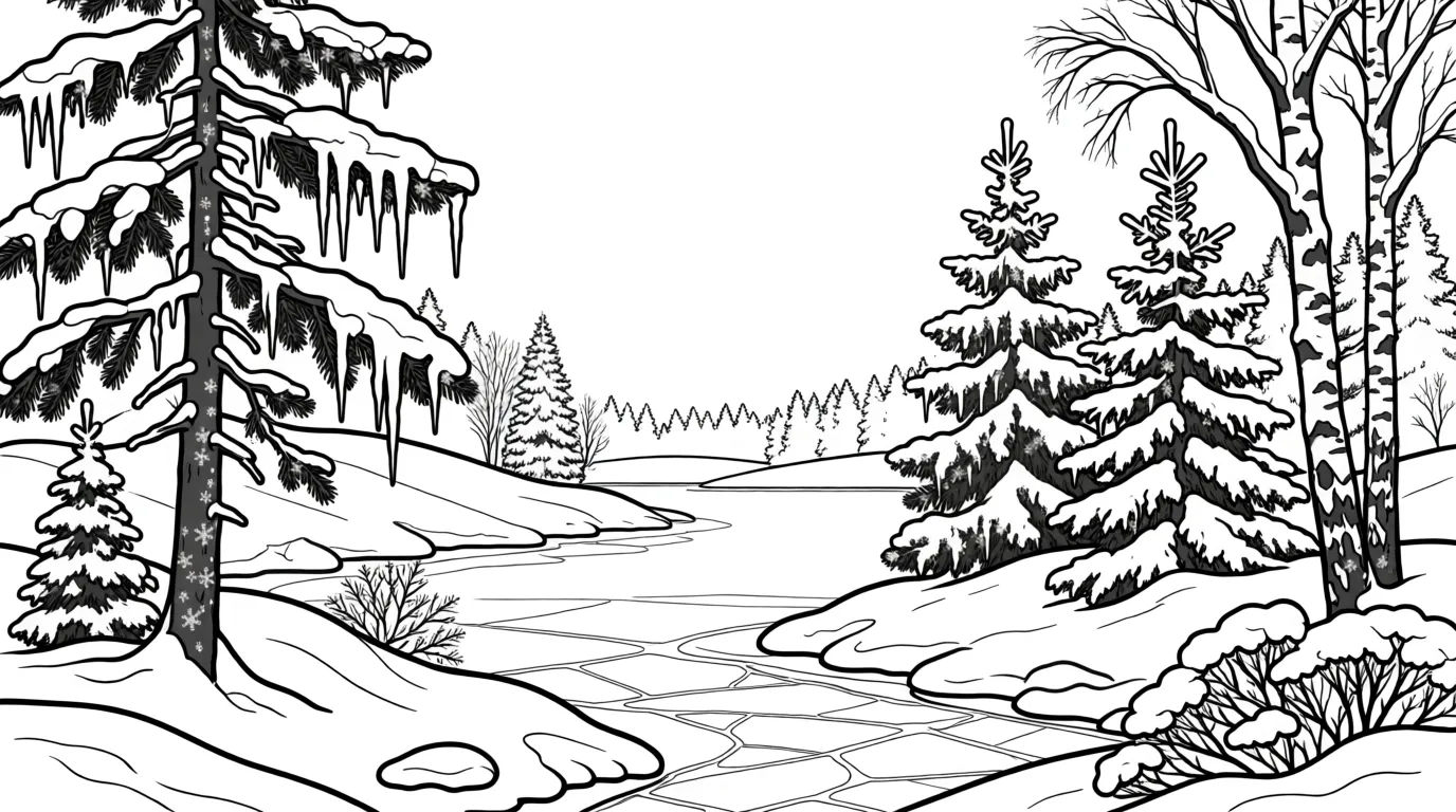 Frozen lake landscape