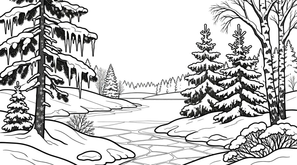 Frozen lake landscape