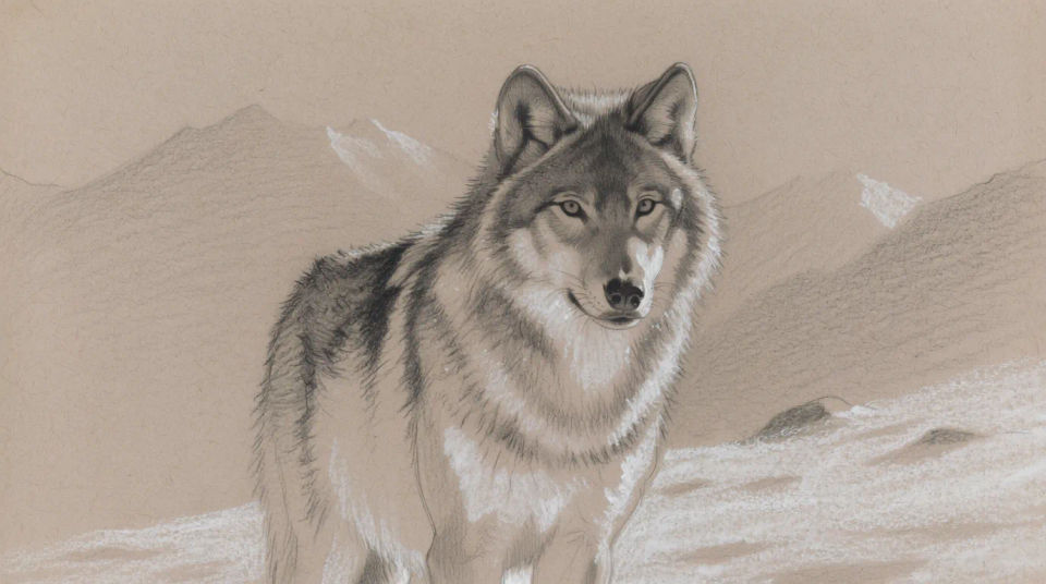 Wolf in snowy terrain