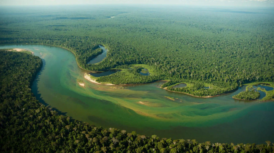 Meandro del río desde el aire