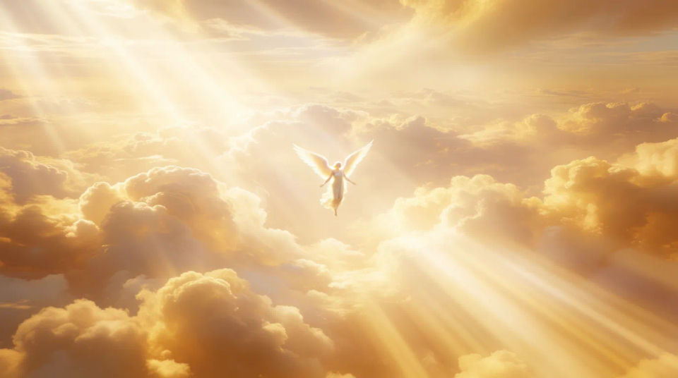 Ángel en los cielos panorámico