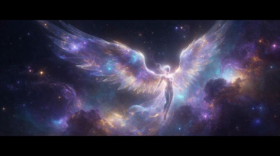 Ángel y luz de estrellas