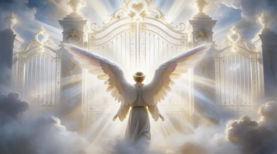 Ángel ante las puertas de luz