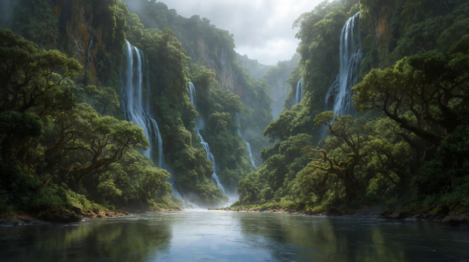 Garganta del río en la selva
