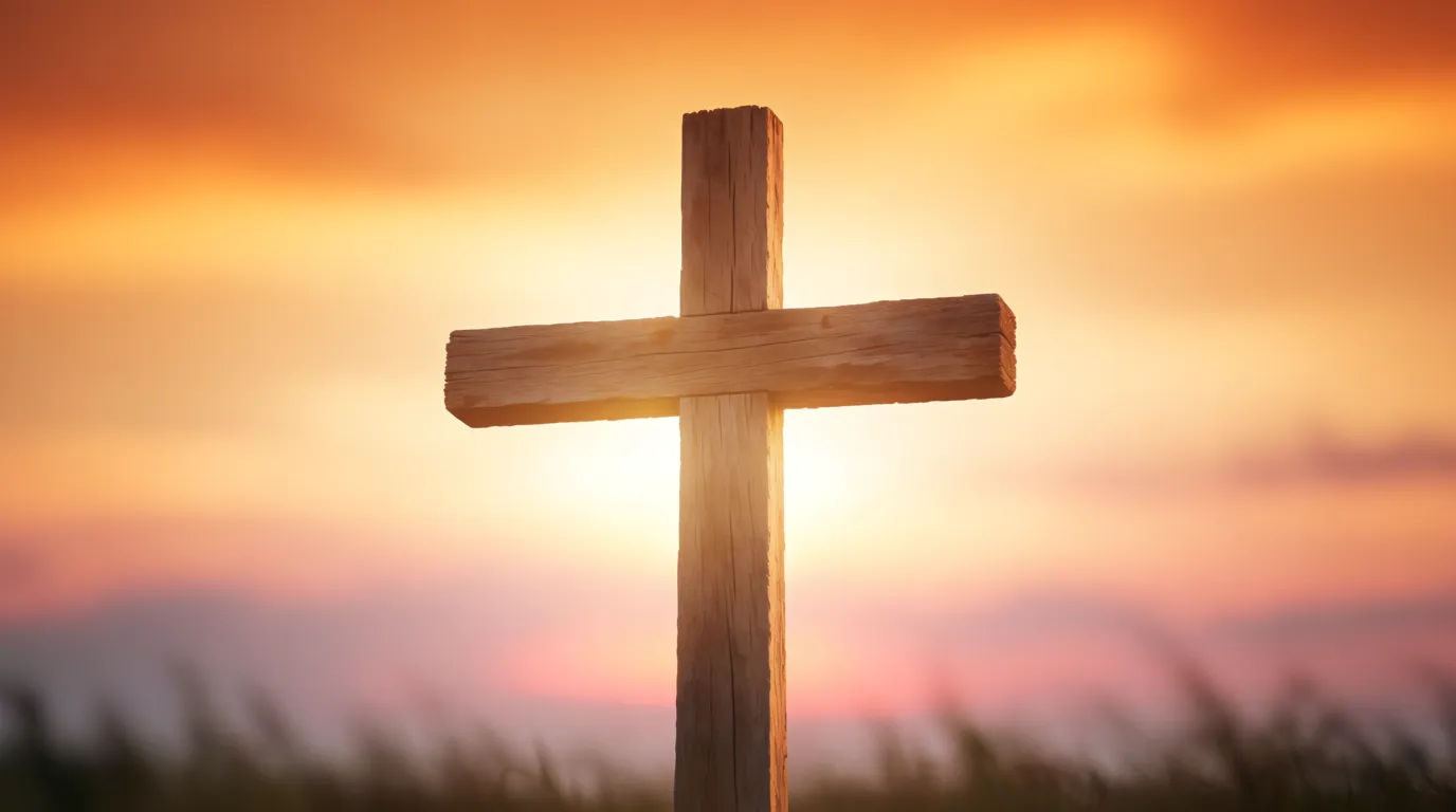 Cross against sunset