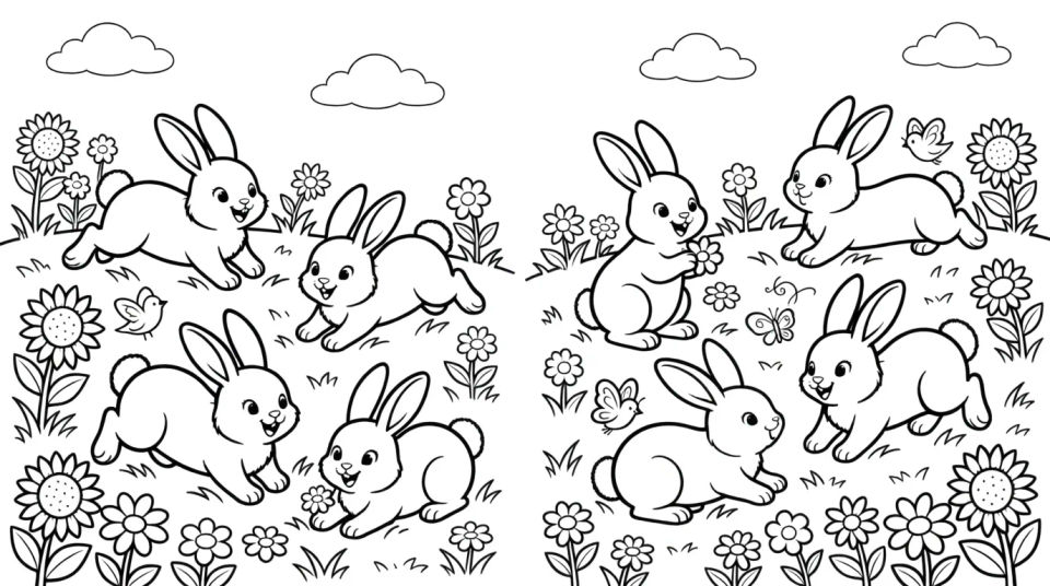 Bunny meadow scene