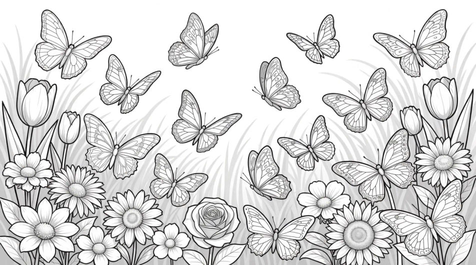 Butterfly garden scene