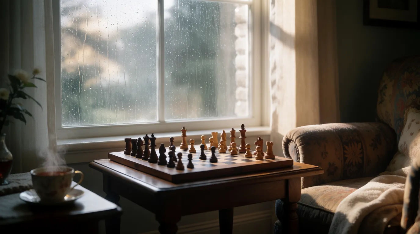 Board on a rainy window