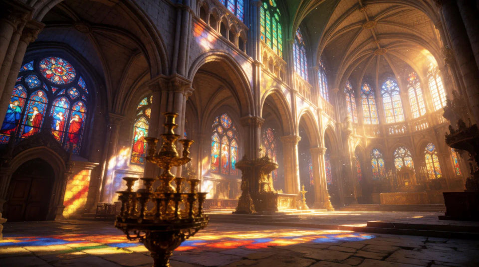 Interior de catedral amplio