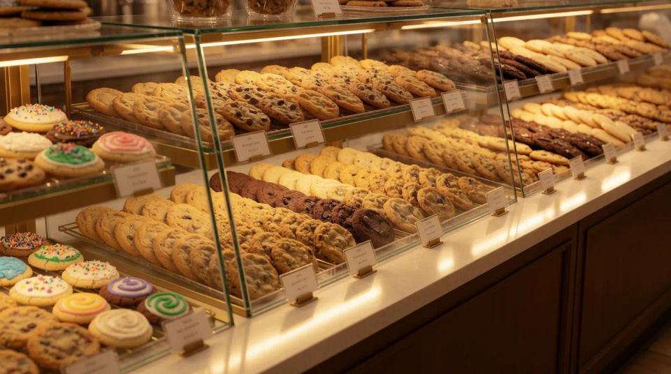 Mostrador de exhibición de la pastelería