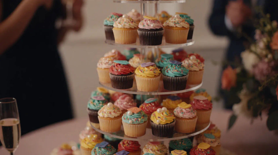 Cupcake-Turm-Auslage