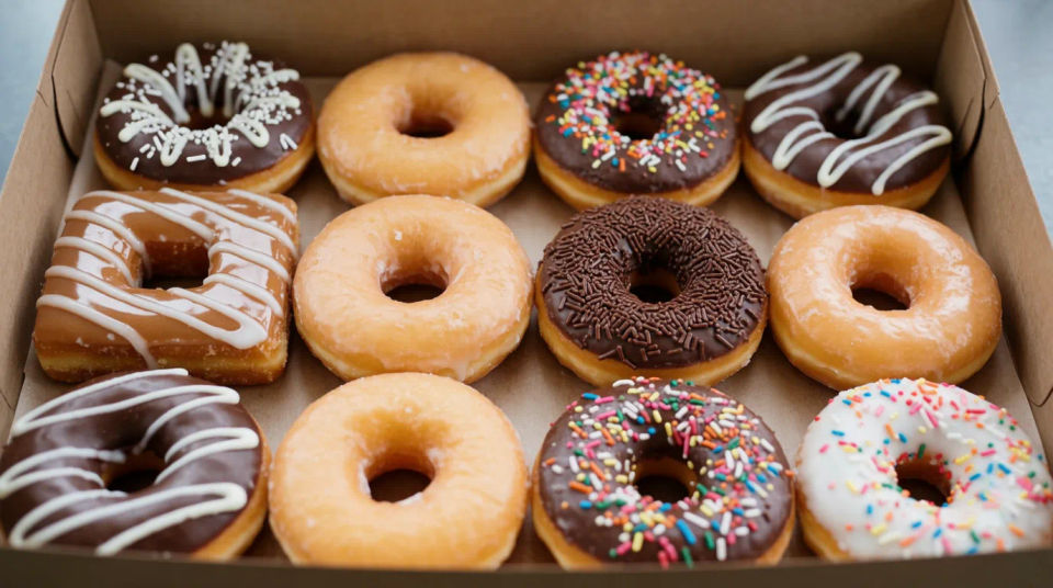 Caja surtida de donuts