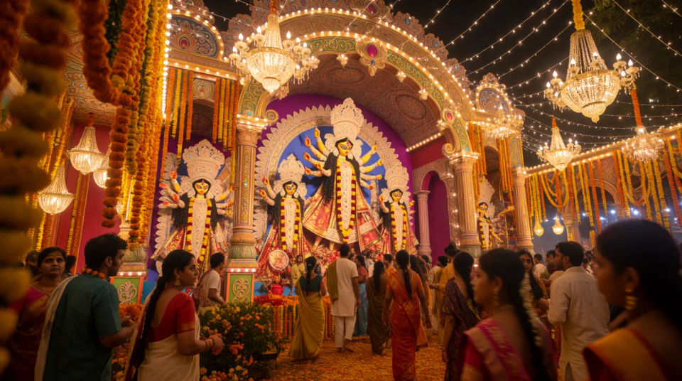Pandal at night wide
