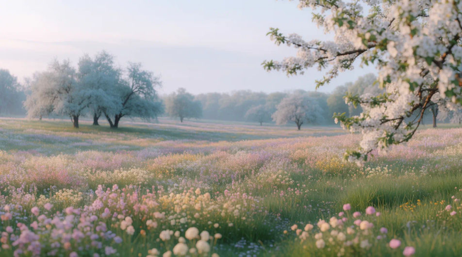 Spring meadow morning
