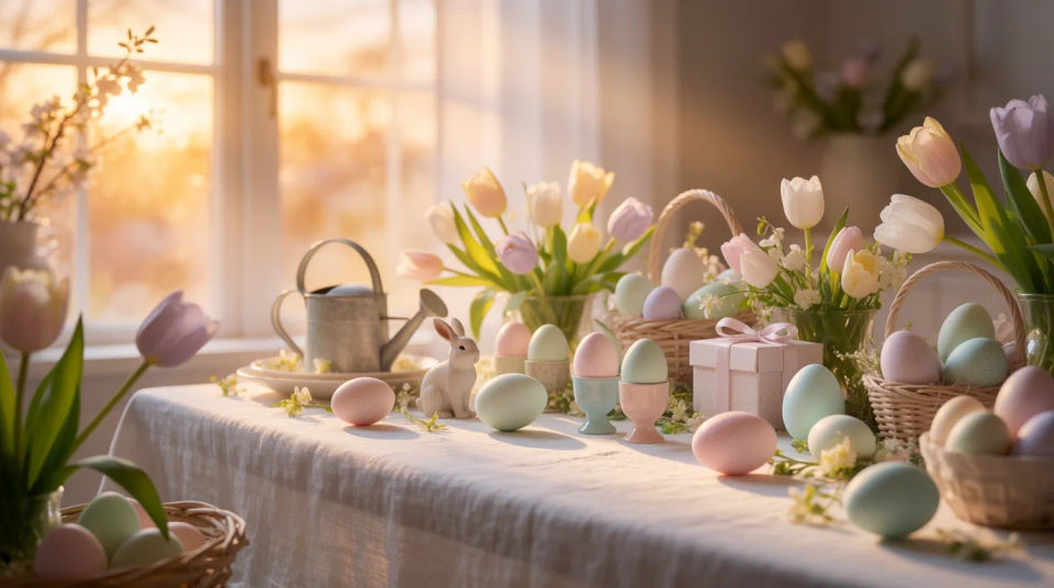 Mesa decorada de Pascua