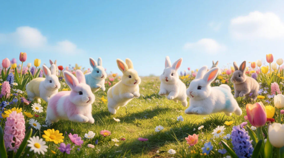 Conejitos en el campo