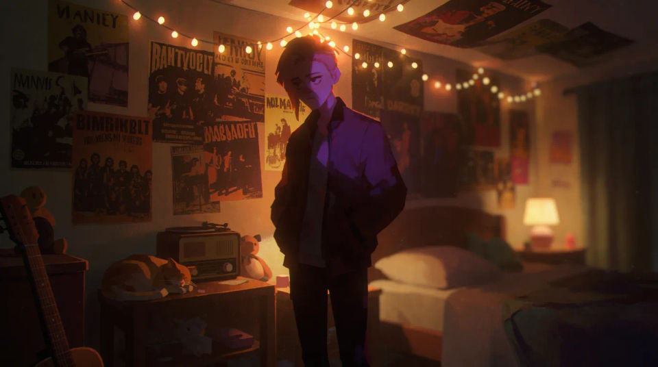 Dim bedroom band posters