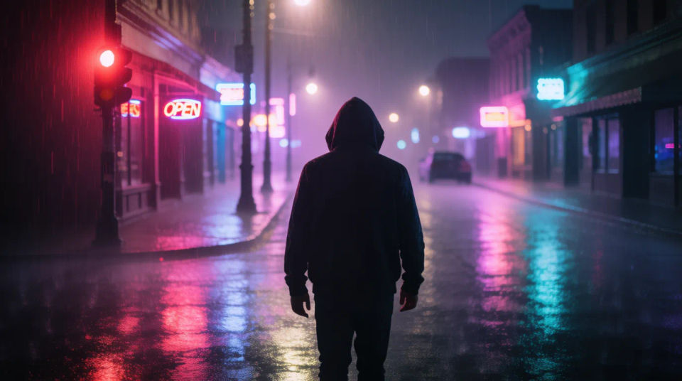 Rainy night street