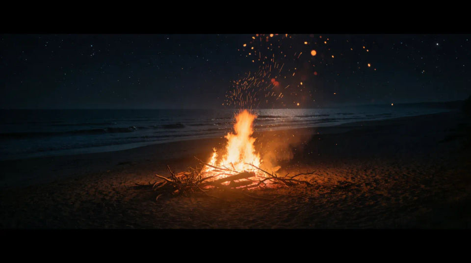 Hoguera en la playa