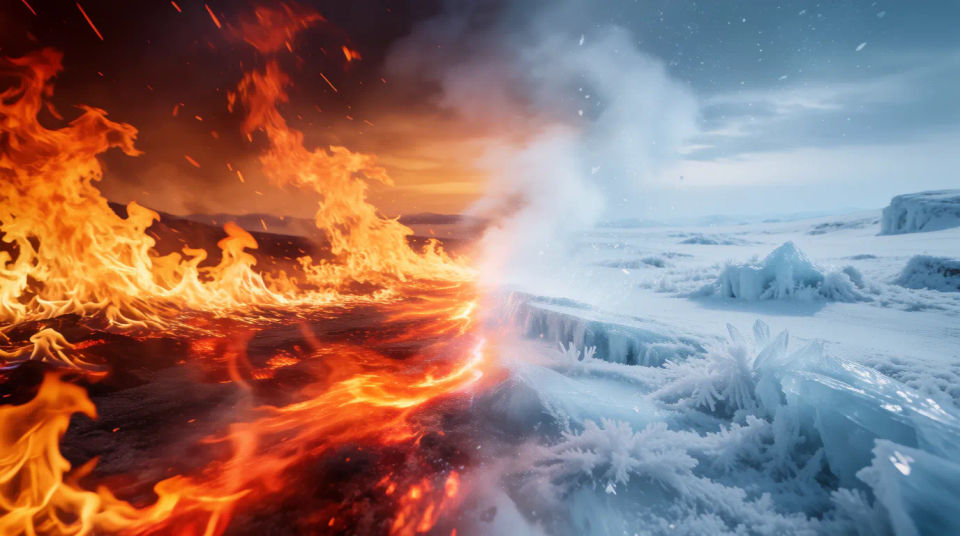 Contraste de fuego y hielo