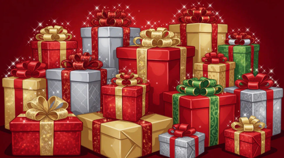 Holiday gift pile