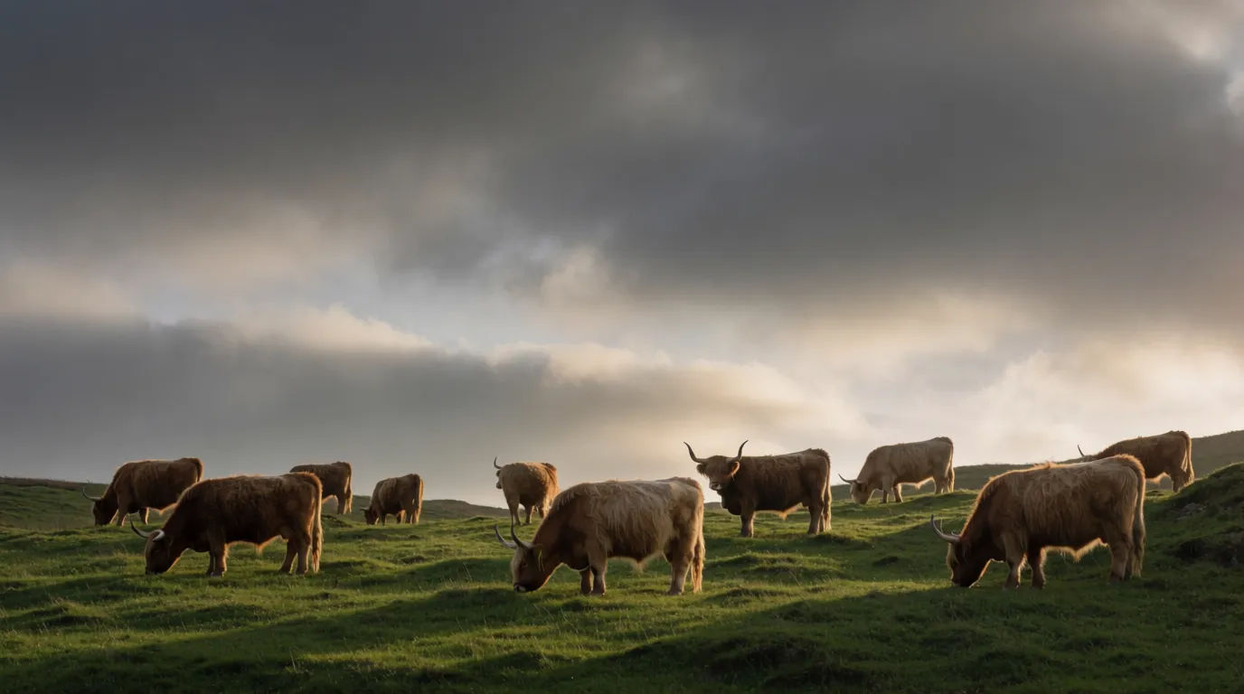 Highland herd on the hillside