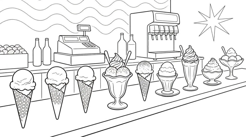 Ice cream parlor scene