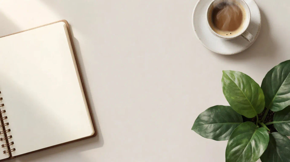 Minimal desk flat lay