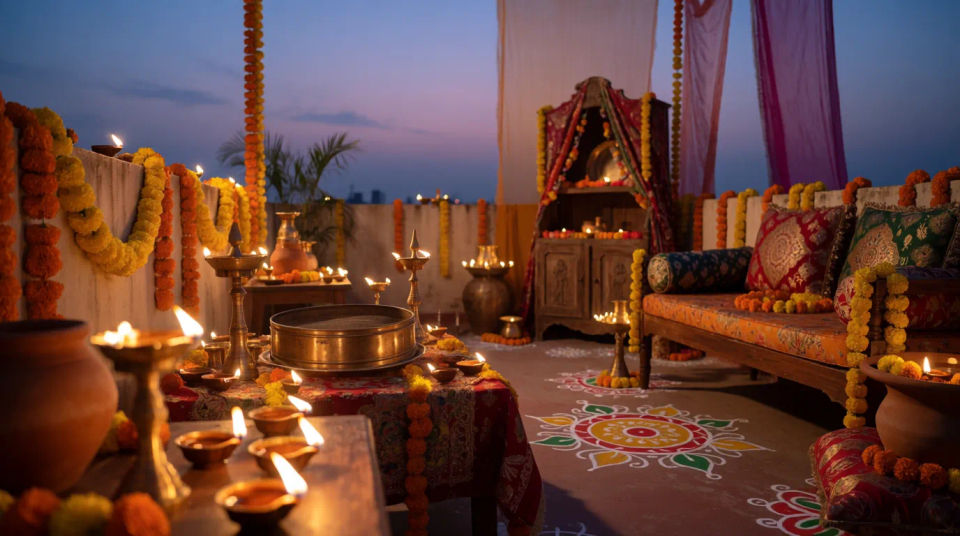 Festive terrace evening