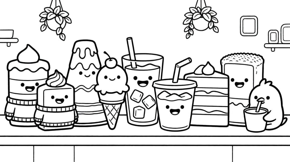 Dessert cafe scene
