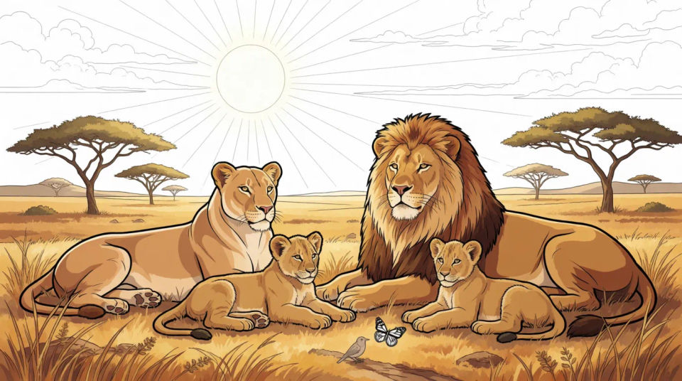 Lion pride scene