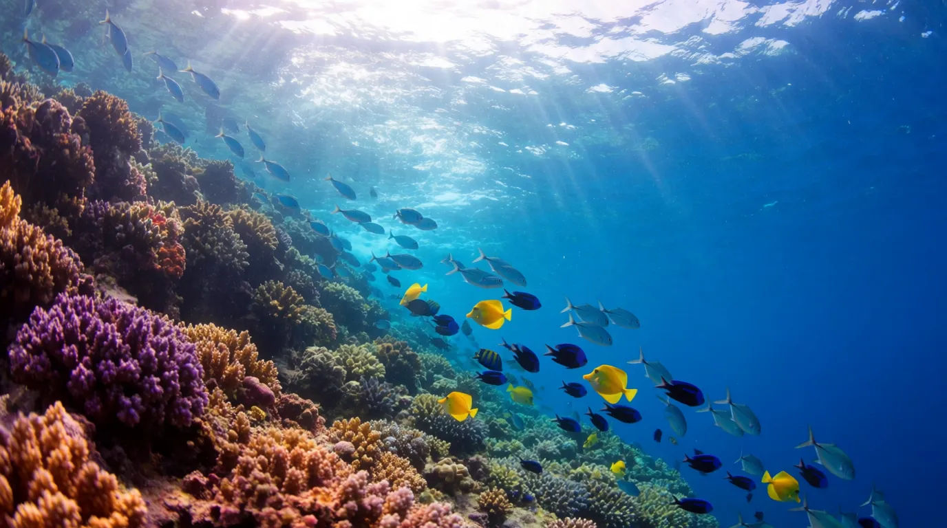Reef drop-off underwater