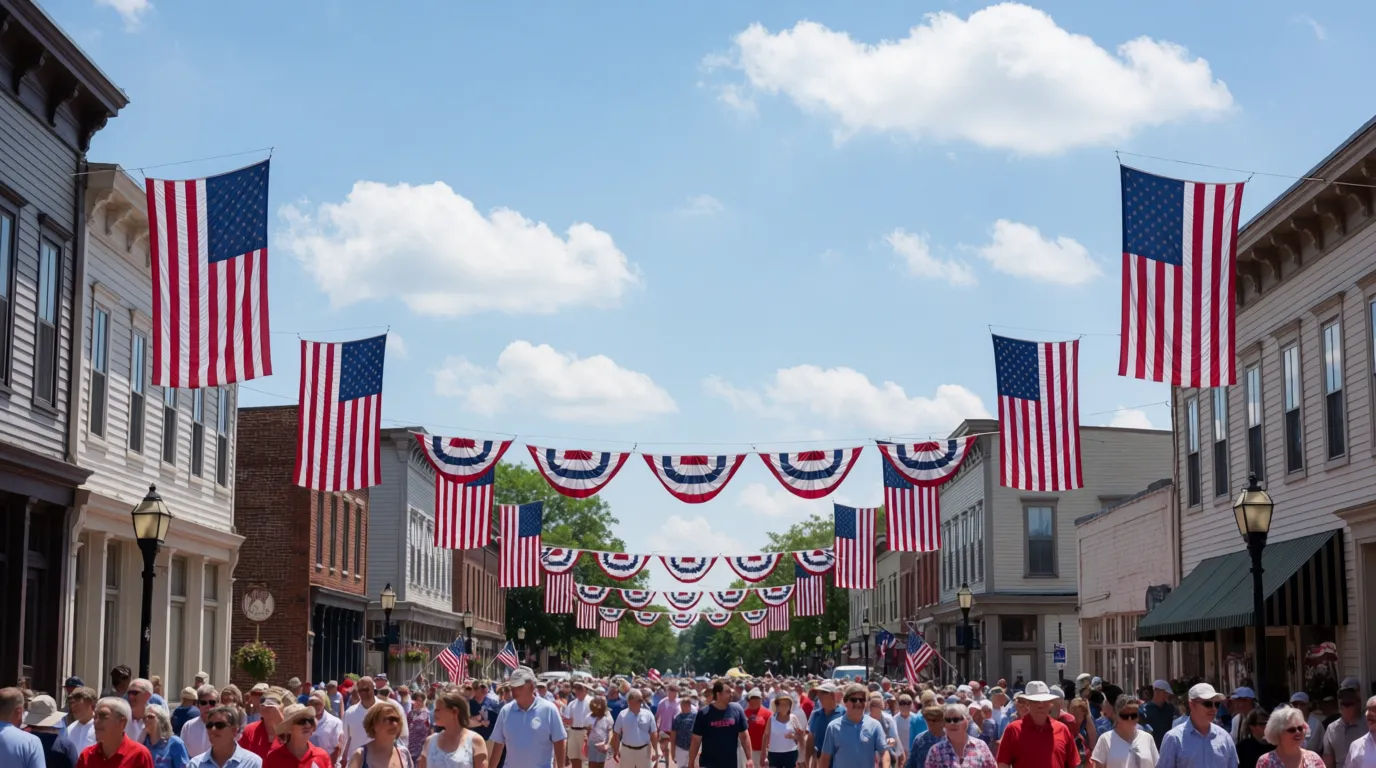 Flags line the avenue