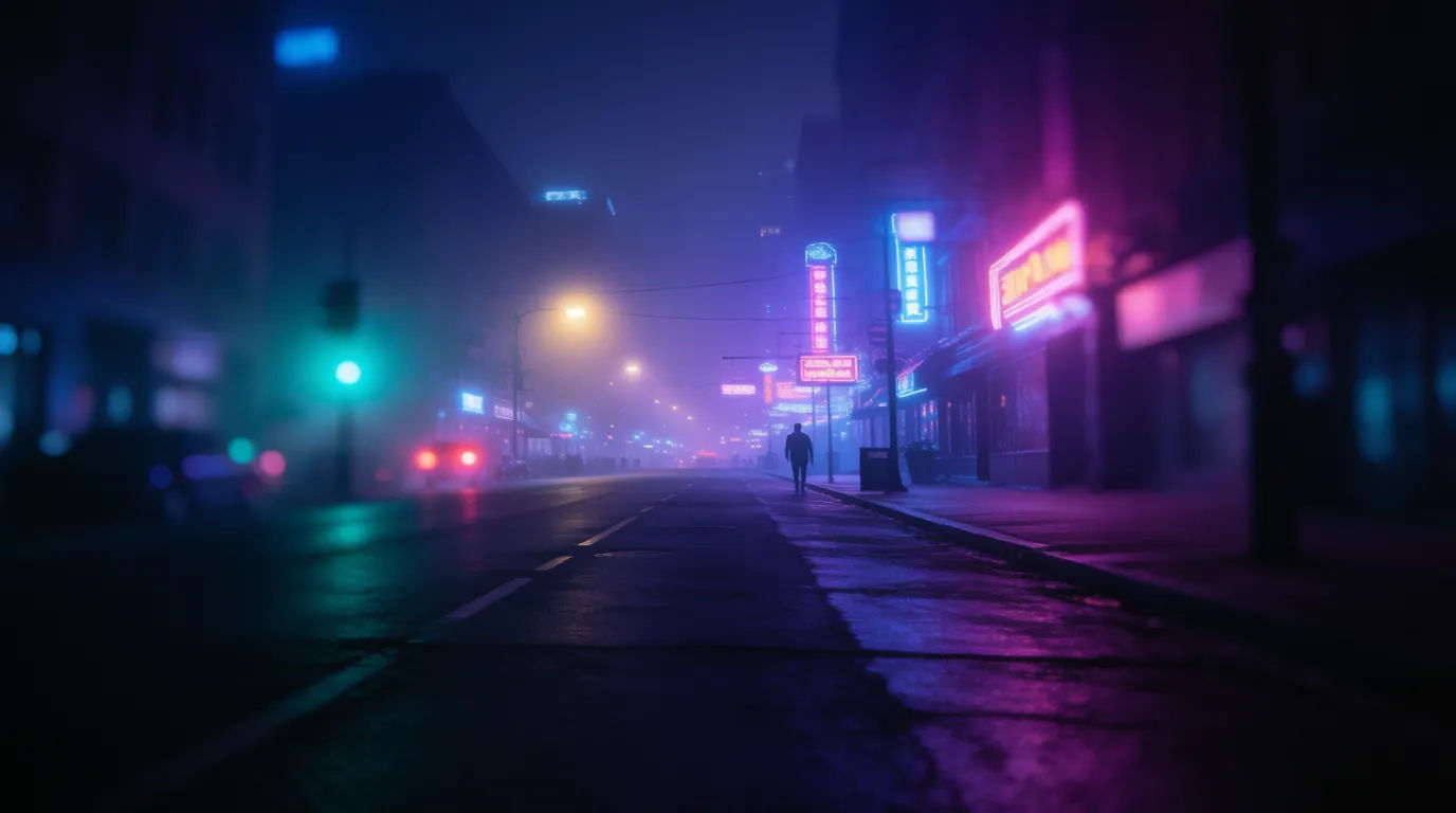 Empty neon street