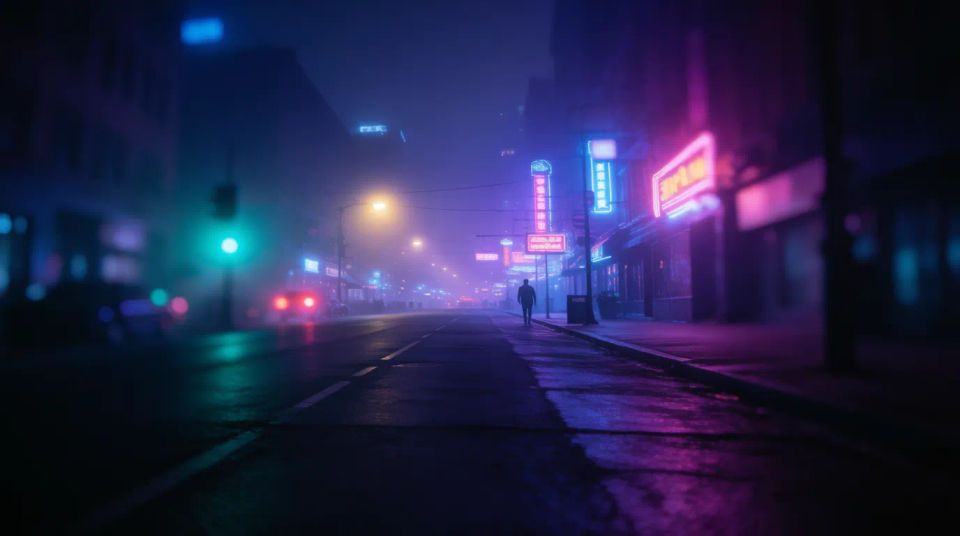 Empty neon street