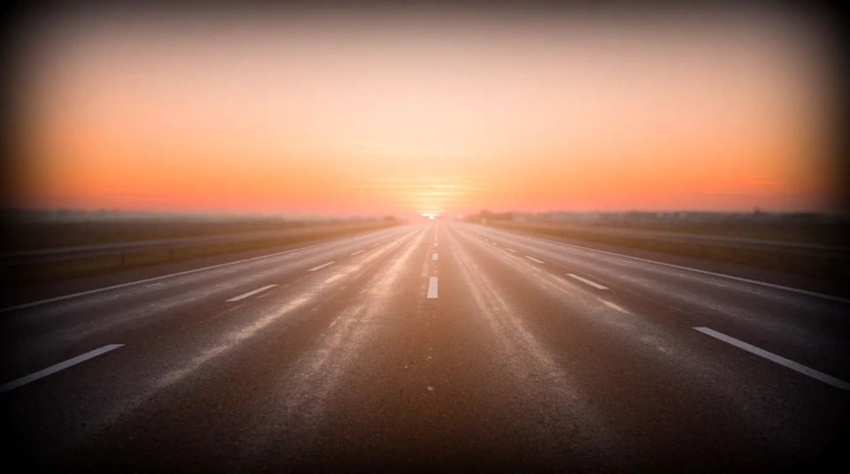 Open road at dawn