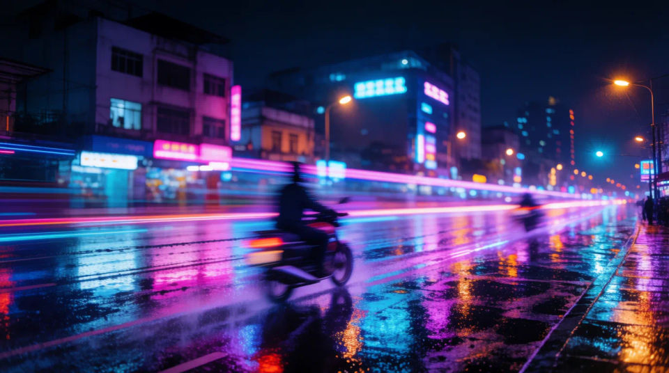 Noche de neón en la ciudad