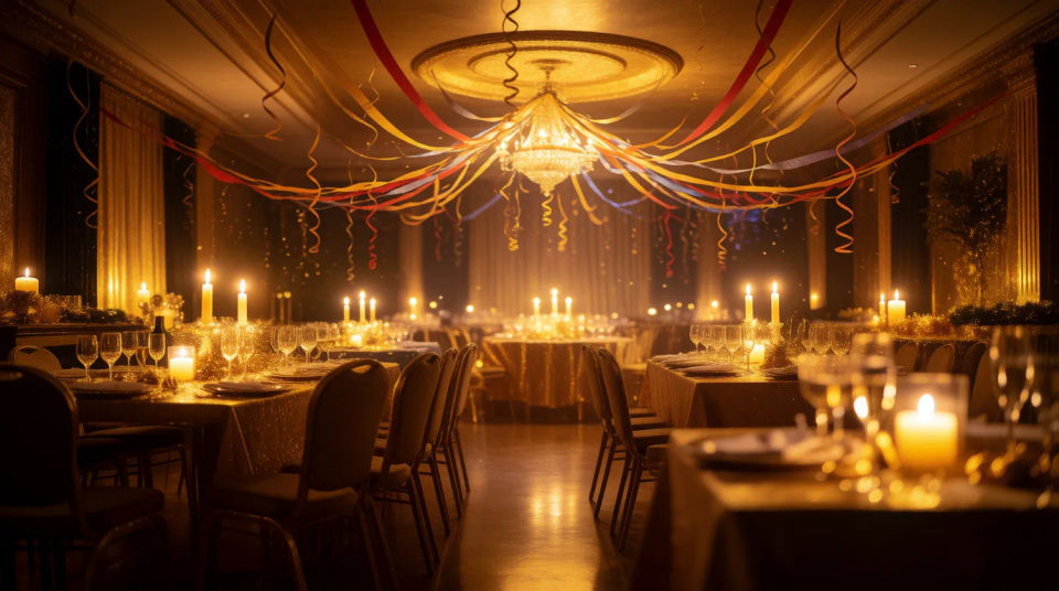Elegante banquete dorado