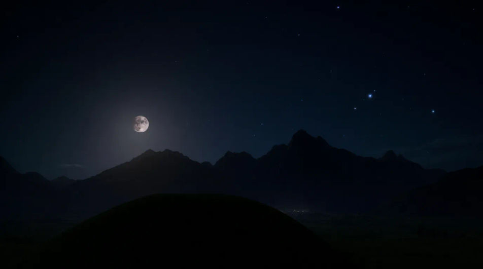 Moonlit mountain range
