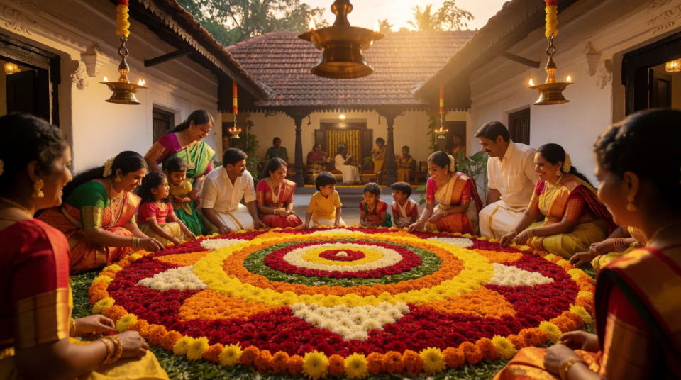 Courtyard with pookalam