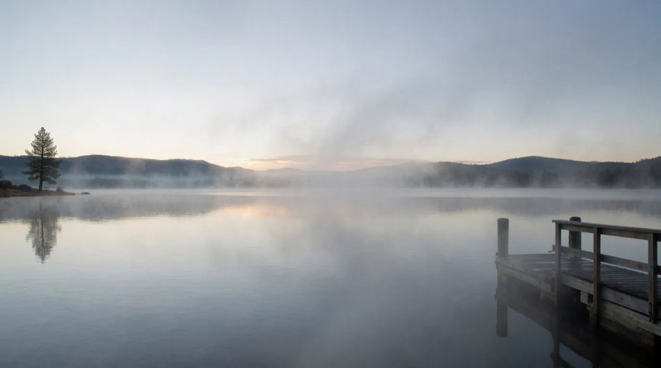 Tranquil lake at dawn