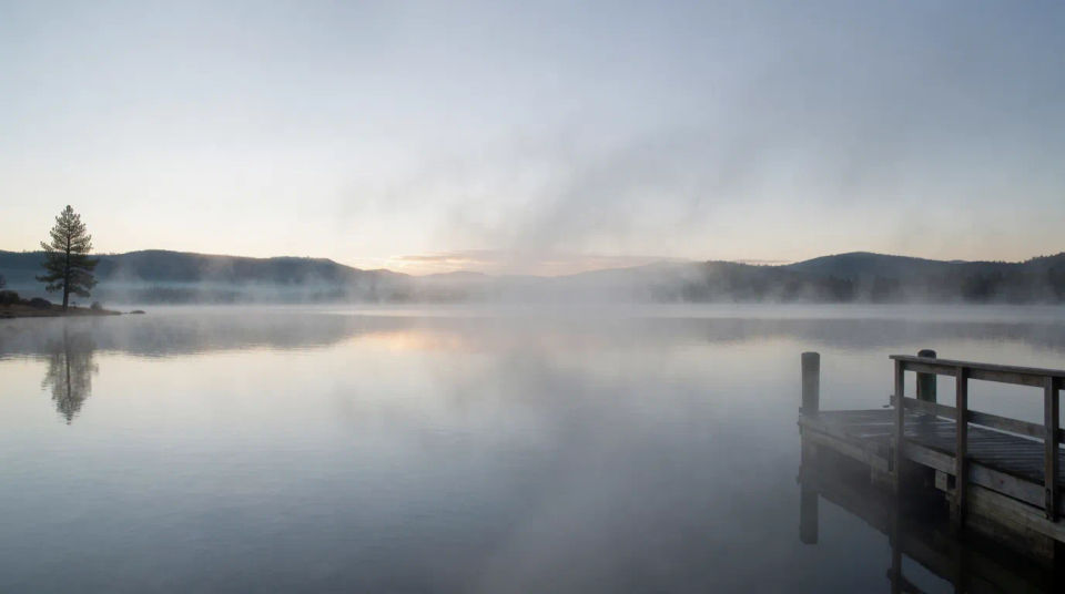 Tranquil lake at dawn