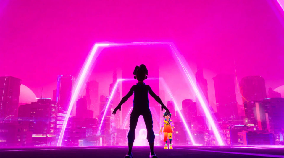 Neon pink city banner