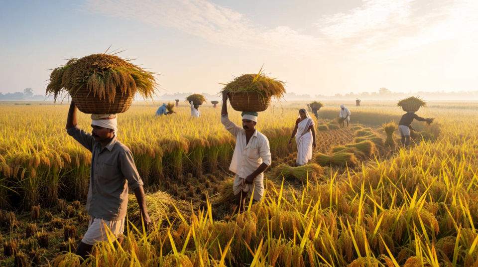 Paddy field at harvest