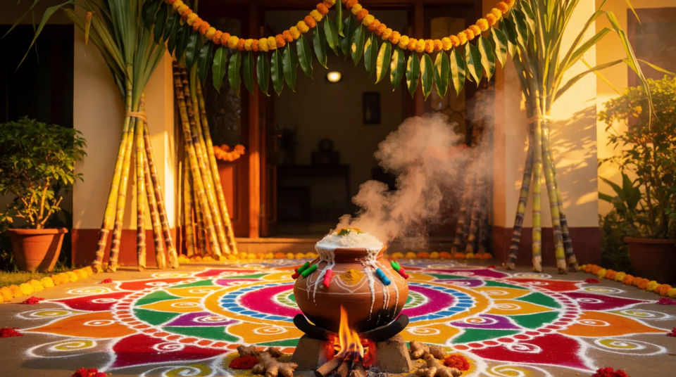 Kolam-lined doorstep