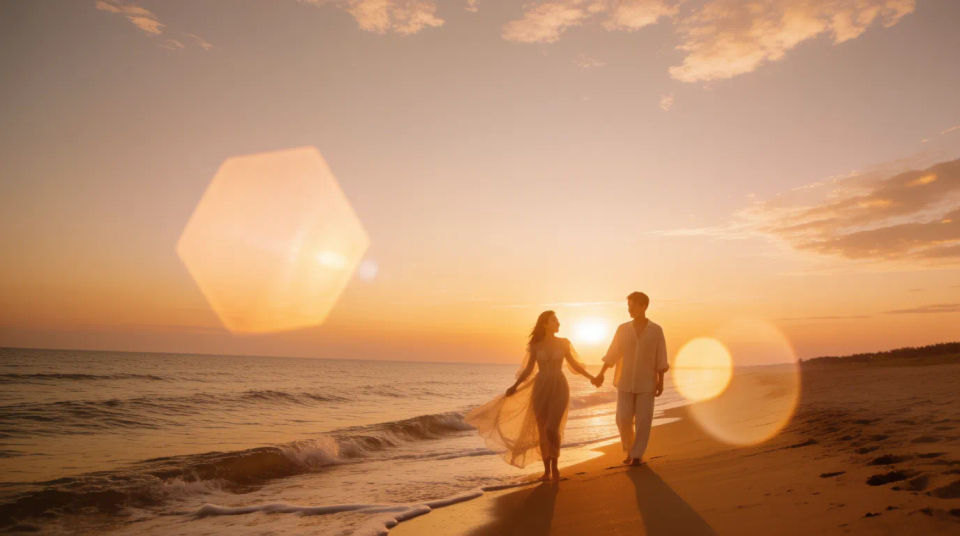 Sunset beach couple