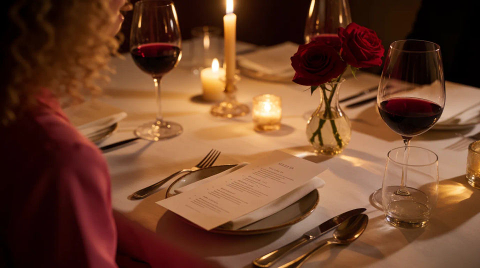Candlelit dinner table